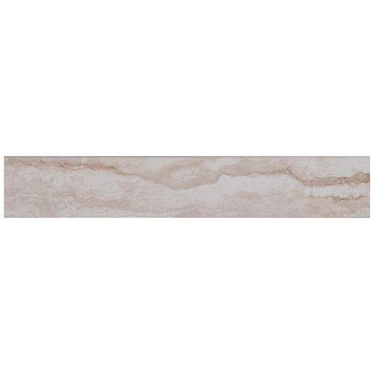 3x18 Bernini Camo Travertine-Look Polished Smooth Porcelain Bullnose Tile