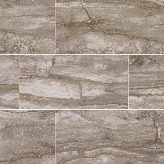 12x24 Bernini Camo Travertine-Look Matte Smooth Porcelain Tile