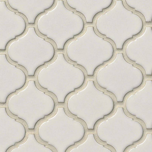12x12 Bianco Arabesque Mosaic Solid-Color Glossy Smooth Porcelain Tile