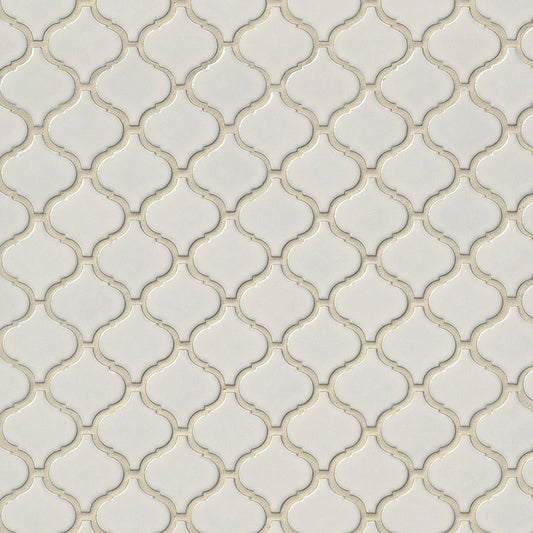 12x12 Bianco Arabesque Mosaic Solid-Color Glossy Smooth Porcelain Tile