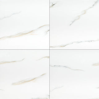 24x24 Aria Bianco Marble-Look Polished Smooth Porcelain Tile