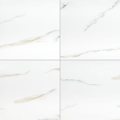 24x24 Aria Bianco Marble-Look Polished Smooth Porcelain Tile