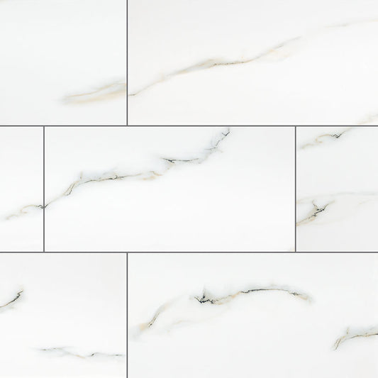 12x24 Aria Bianco Marble-Look Polished Smooth Porcelain Tile