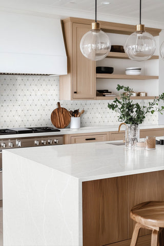 Soft Gray - 12x12 Bianco Triangle Octagon Mosaic Natural-Look Polished Smooth Marble Tile