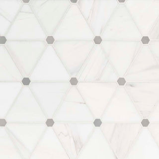 12x12 Bianco Triangle Octagon Mosaic Natural-Look Polished Smooth Marble Tile