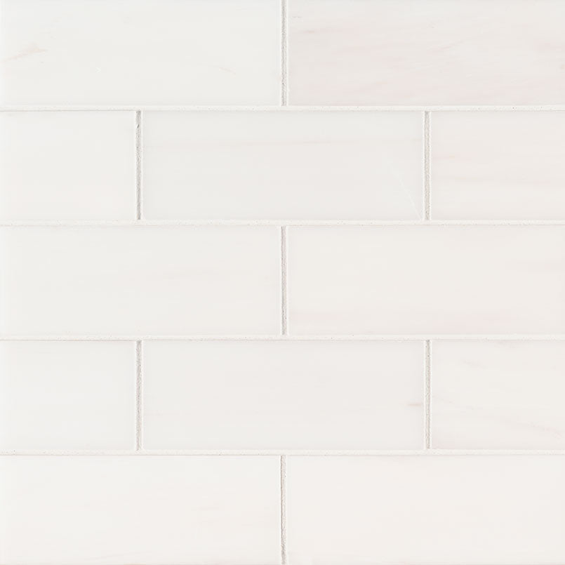3x6 Bianco Natural-Look Polished Smooth Marble Tile