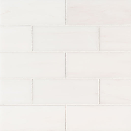 3x6 Bianco Natural-Look Polished Smooth Marble Tile
