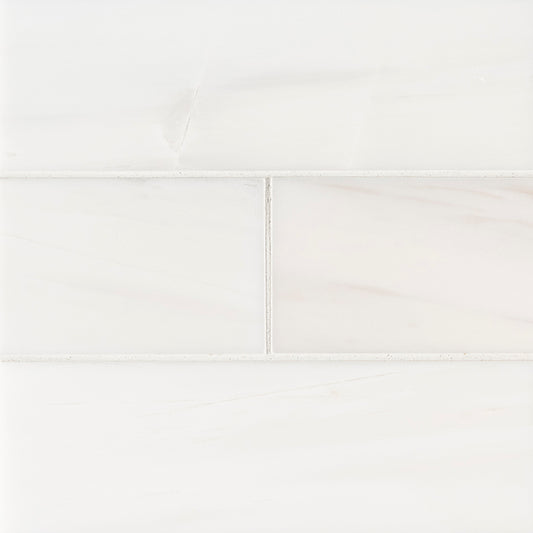 4x12 Bianco Natural-Look Polished Smooth Marble Tile