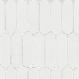 12x12 Bianco Oval Mosaic Solid-Color Polished Smooth Marble Tile