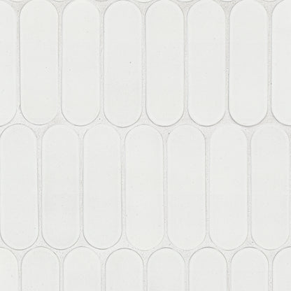 12x12 Bianco Oval Mosaic Solid-Color Polished Smooth Marble Tile