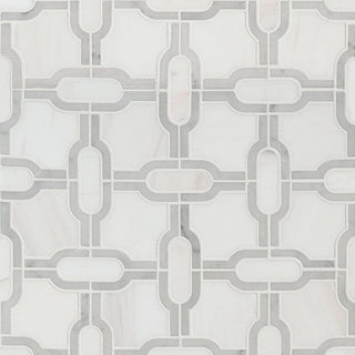 12x12 Bianco Oval Chain Mosaic Natural-Look Polished Smooth Marble Tile