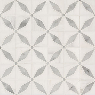 12x12 Bianco Star Diamond Mosaic Polished Marble Tile