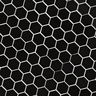 Deep Black - 2x2 Black Hexagon Mosaic Solid-Color Matte Smooth Porcelain Tile