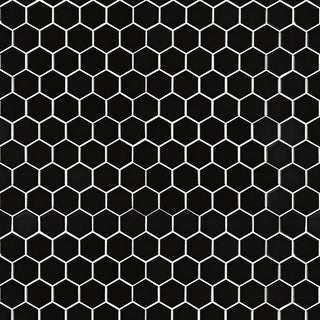 Black - 2" Black Hexagon Mosaic Solid-Color Matte Smooth Porcelain Tile