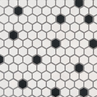 1" Black Hexagon Mosaic Solid-Color Matte Smooth Porcelain Tile