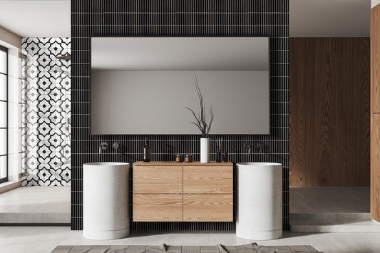 1x6 Black Mate Mosaic Solid-Color Matte Smooth Porcelain Tile