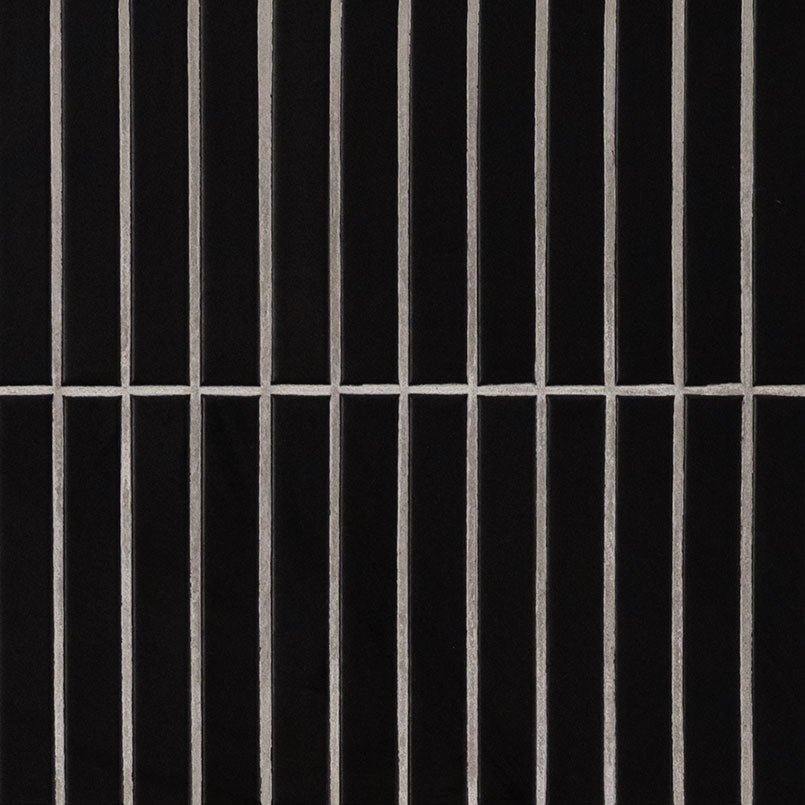 1x6 Black Mate Mosaic Solid-Color Matte Smooth Porcelain Tile
