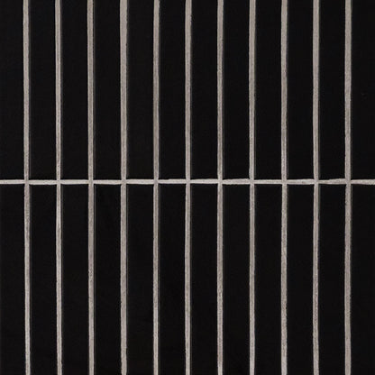1x6 Black Mate Mosaic Solid-Color Matte Smooth Porcelain Tile