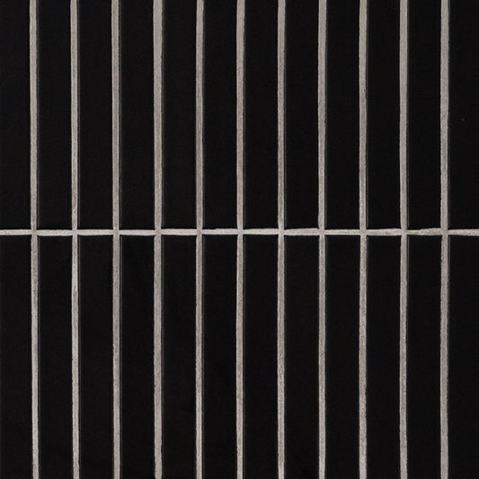 1x6 Black Mate Mosaic Solid-Color Matte Smooth Porcelain Tile