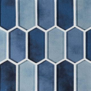 12x12 Boathouse Picket Mosaic Solid-Color Glossy Smooth Glass Tile
