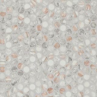 12x12 Briar Circle Penny Round Mosaic Natural-Look Matte Smooth Glass Tile