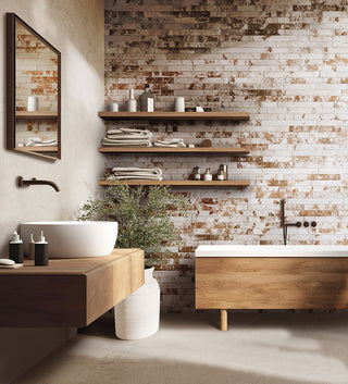 Rustic White - 2x18 Brickstone Natural-Look Matte Textured Faux Brick Tile
