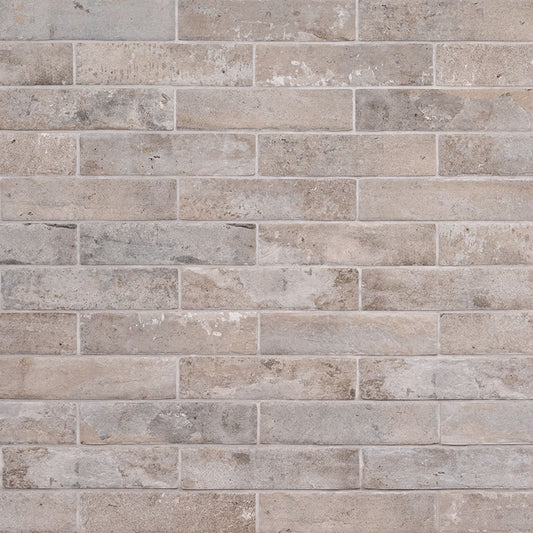 2x10 Brickstone Natural-Look Matte Rough Faux Brick Tile