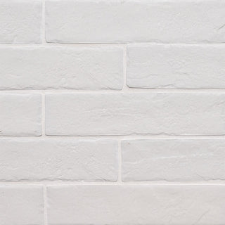 White - 2x10 Brickstone Natural-Look Matte Rough Faux Brick Tile