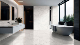 Soft Cream - 24x24 Brighton Marble-Look Polished Smooth Porcelain Tile