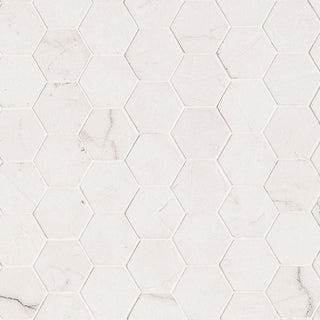 Soft Gray - 2x2 Brighton Hexagon Mosaic Marble-Look Matte Smooth Porcelain Tile
