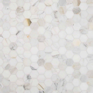 12x12 Calacatta Hexagon Mosaic Mixed-Color Polished Smooth Marble Tile
