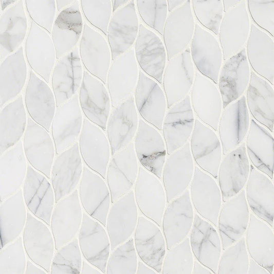 12x12 Calacatta Leaf Mosaic Natural-Look Polished Smooth Marble Tile