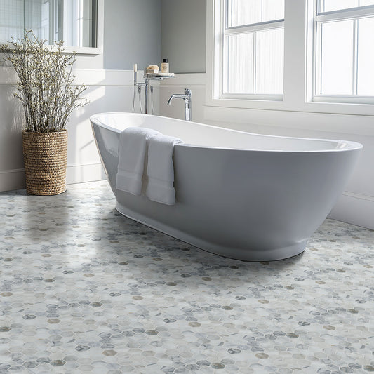 12x12 Calacatta Hexagon Mosaic Natural-Look Honed Smooth Marble Tile