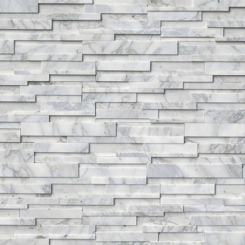 6x24 Calacatta Natural-Look Matte Split-Face Marble Tile
