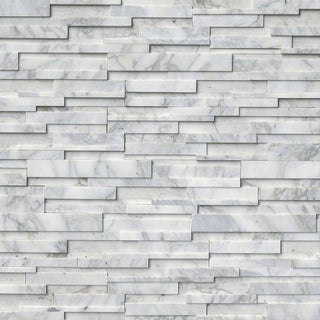 Cool White - 6x24 Calacatta Natural-Look Matte Split-Face Marble Tile
