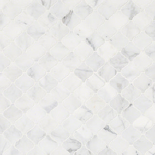 Cream White - 12x12 Calacatta Arabesque Mosaic Natural-Look Honed Smooth Marble Tile