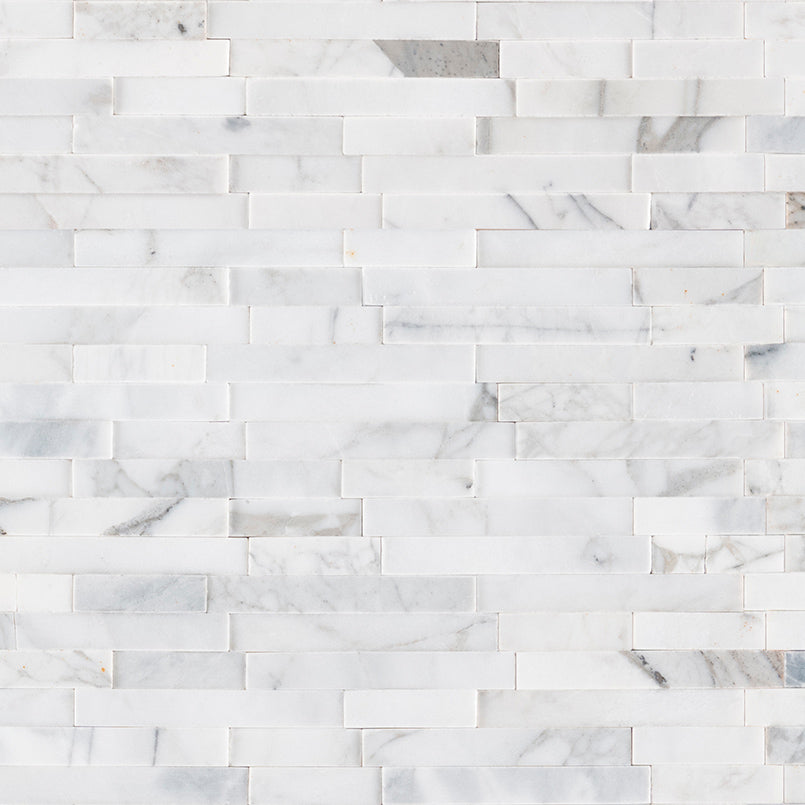 12x12 Calacatta Stacked Mosaic Natural-Look Honed Smooth Marble Tile