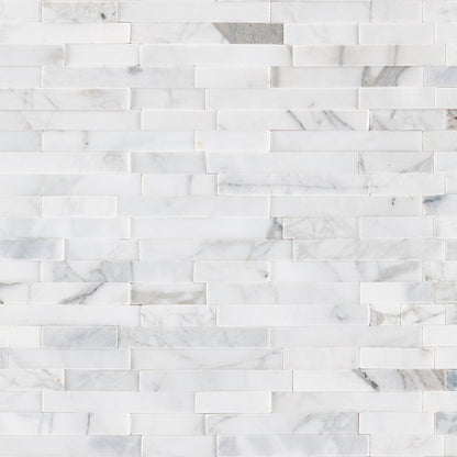 12x12 Calacatta Stacked Mosaic Natural-Look Honed Smooth Marble Tile