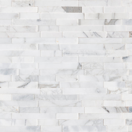 6" Callacata Mosaic Natural-Look Honed Split-Face Marble Tile