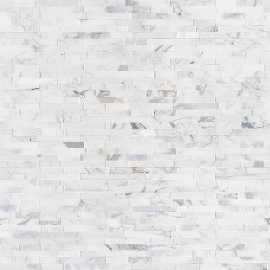12x12 Calacatta Stacked Mosaic Natural-Look Honed Smooth Marble Tile