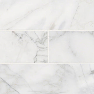 4x12 Calacatta Natural-Look Honed Smooth Marble Tile