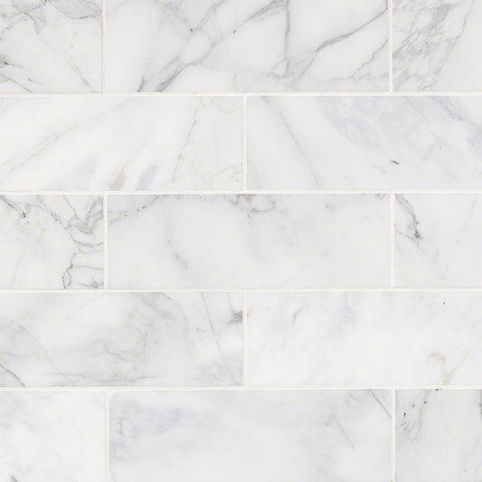 4x12 Calacatta Natural-Look Honed Smooth Marble Tile