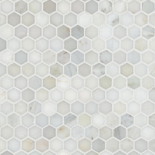 1" Calacatta Hexagon Mosaic Mixed-Color Polished Smooth Marble Tile