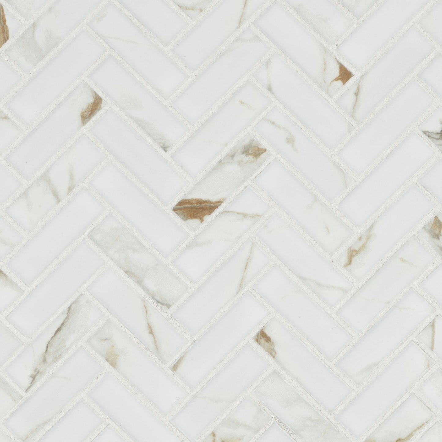 1x3 Callacata Herringbone Mosaic Marble-Look Matte Smooth Porcelain Tile