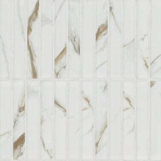 1x6 Callacata Stacked Mosaic Marble-Look Matte Smooth Porcelain Tile