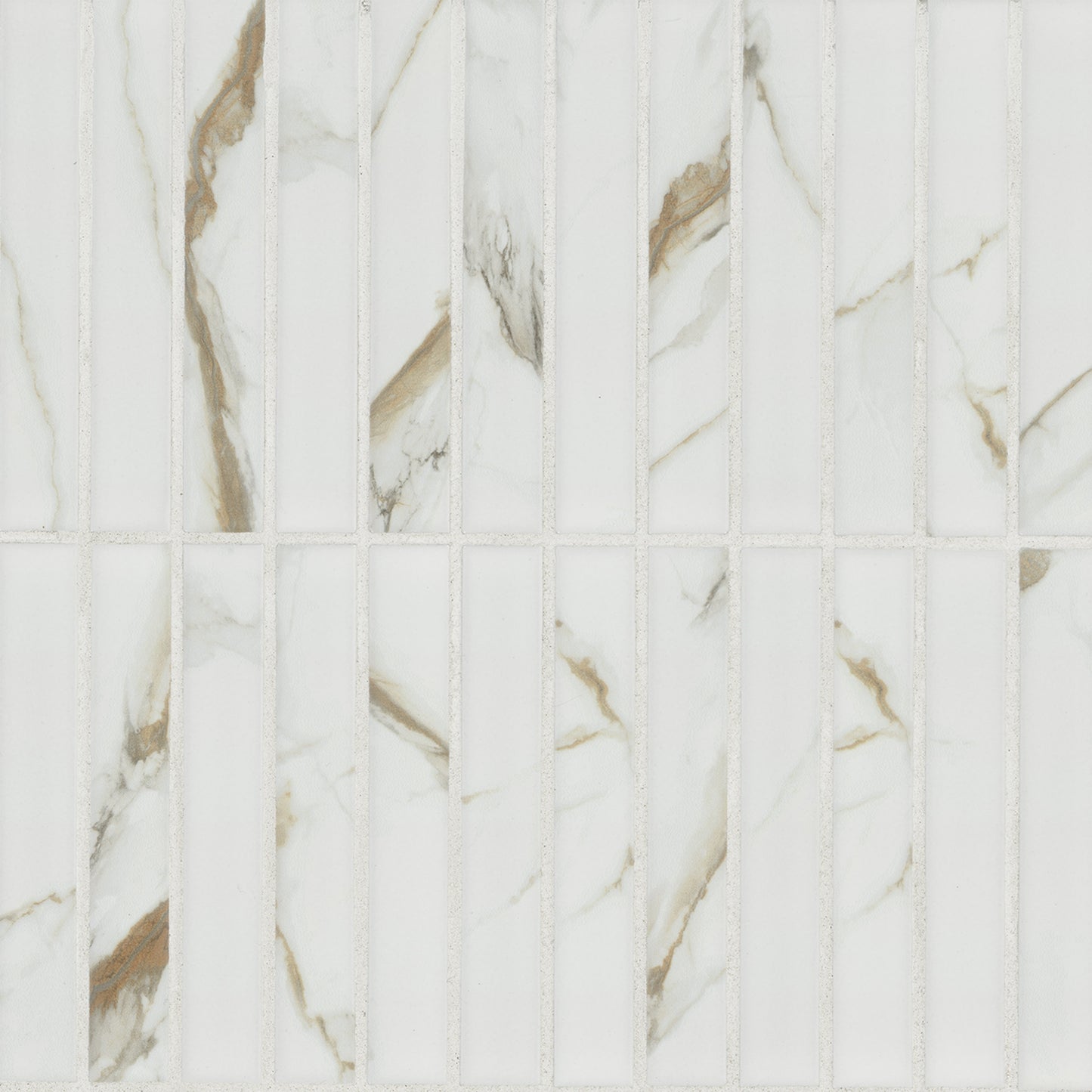 1x6 Callacata Stacked Mosaic Marble-Look Matte Smooth Porcelain Tile