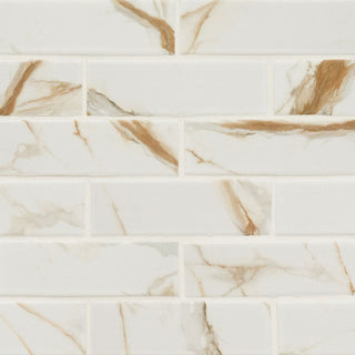 2x6 Callacata Patterned Marble-Look Matte Smooth Porcelain Tile