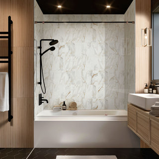 White Gold - 4x12 Callacata Patterned Marble-Look Matte Smooth Porcelain Tile