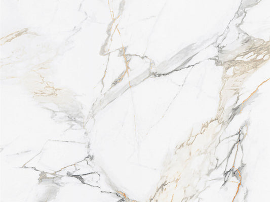 32x96 Calacatta Marble-Look Polished Smooth Porcelain Tile Slab