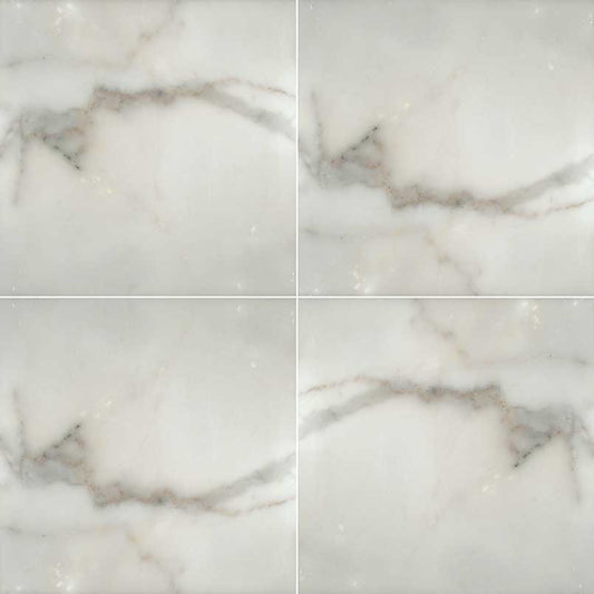 12x12 Calacatta Natural-Look Honed Smooth Marble Tile